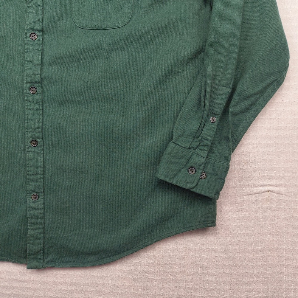 Lands End Mens XL Dark Green Cotton Flannel Button Down Shirt 461909 Traditional - Picture 3 of 11